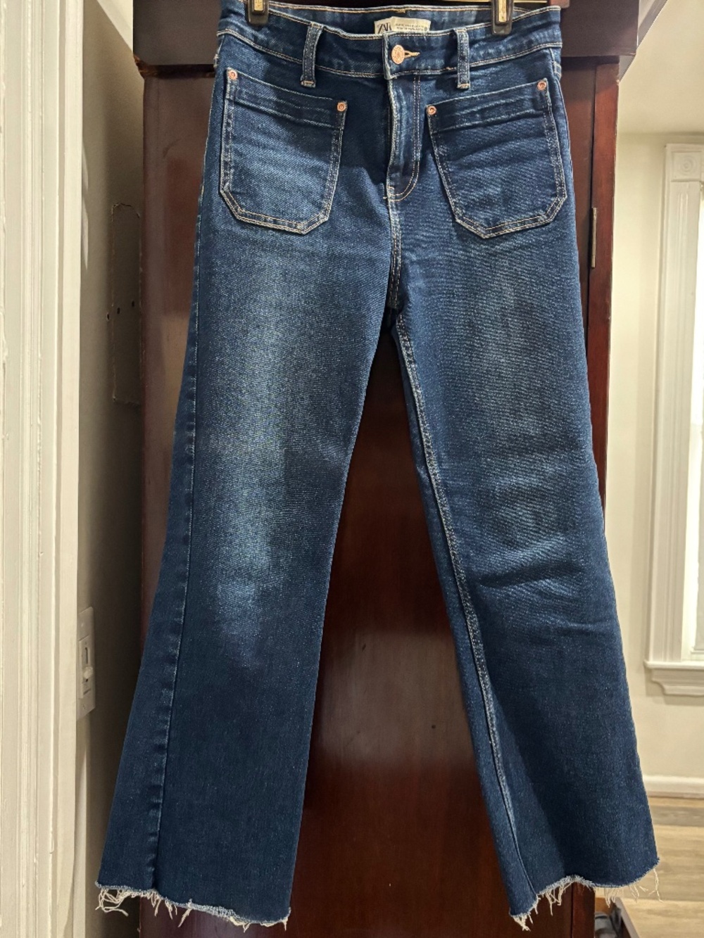ZARA HIGH WAISTED MINI FLAIR JEAN